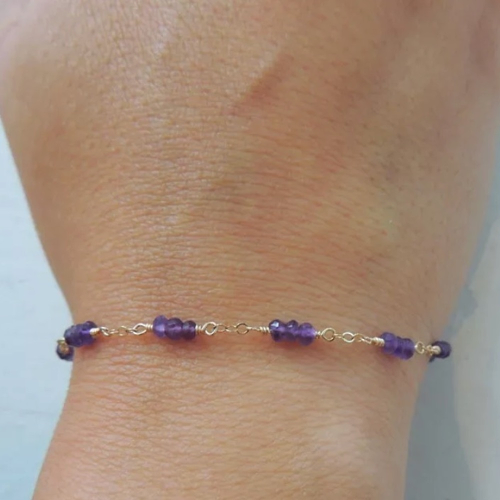 Handmade Amethyst Gold filled Bracelet
